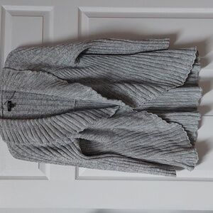 Cato Light Gray Ribbed Women's Cardigan